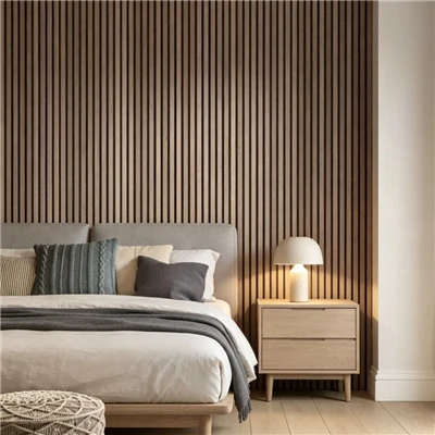 Pannello in legno acustico di dimensioni personalizzate con venature del legno per la decorazione interna di interni